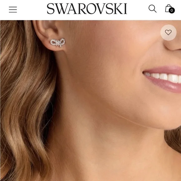 Swarovski lifelong rhodium plated mini bow earrings - Picture 4 of 8